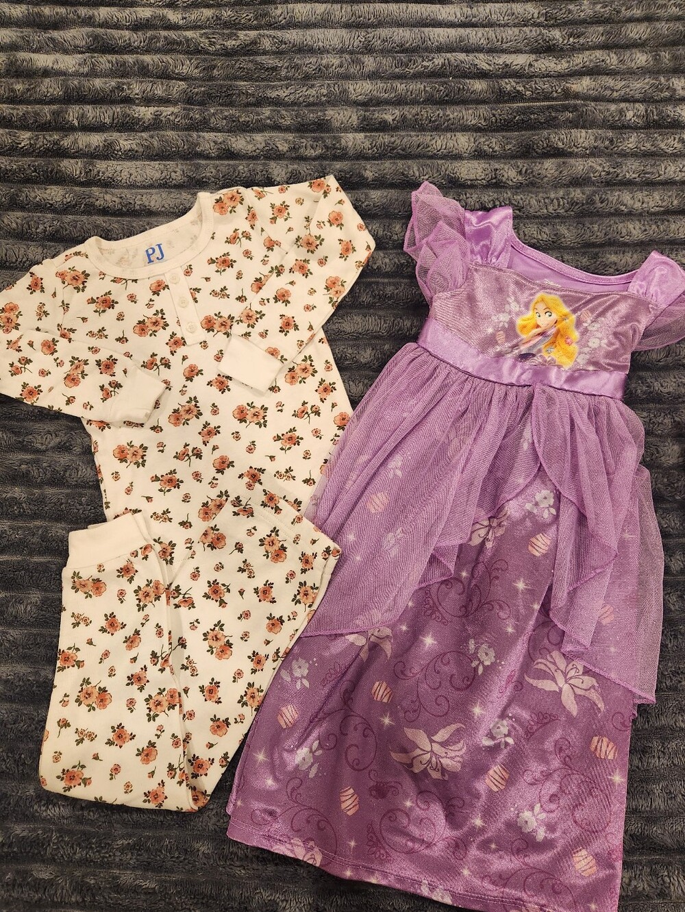 Girls Purple Princess Dress & Floral Pajama Set, Size 2T